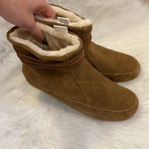 Tan lucky brand moccasin booties